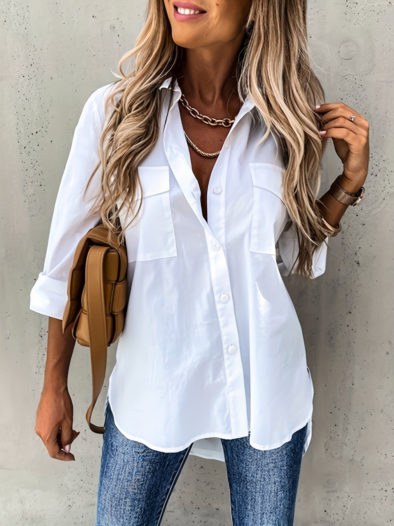 Chic Long Sleeve Blouse - Comfortable & Versatile for Office and Casual Wear - Womens Fashion Top