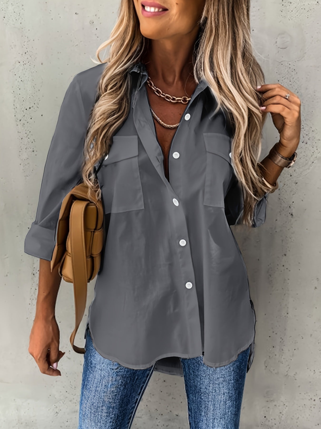 Chic Long Sleeve Blouse - Comfortable & Versatile for Office and Casual Wear - Womens Fashion Top