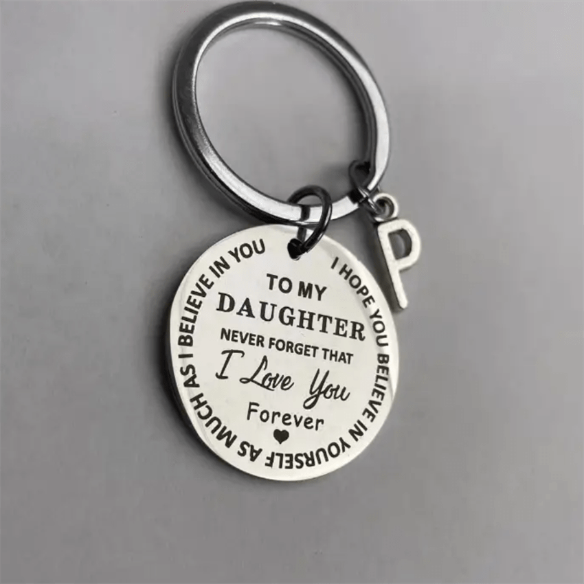 Stainless Steel Engraved Keychain Inspirational Gift For Son/ Daughter Keyring Ornament Bag Purse Charm Accessories