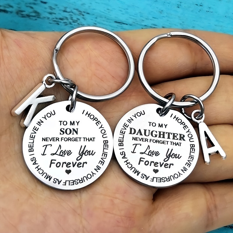 Stainless Steel Engraved Keychain Inspirational Gift For Son/ Daughter Keyring Ornament Bag Purse Charm Accessories