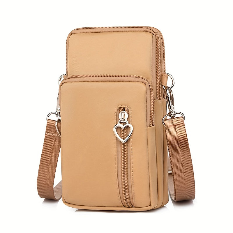 Mini Crossbody Phone Bag, Sports Arm & Running Wrist Bag, Stylish Shoulder Coin Purse With Heart Zipper