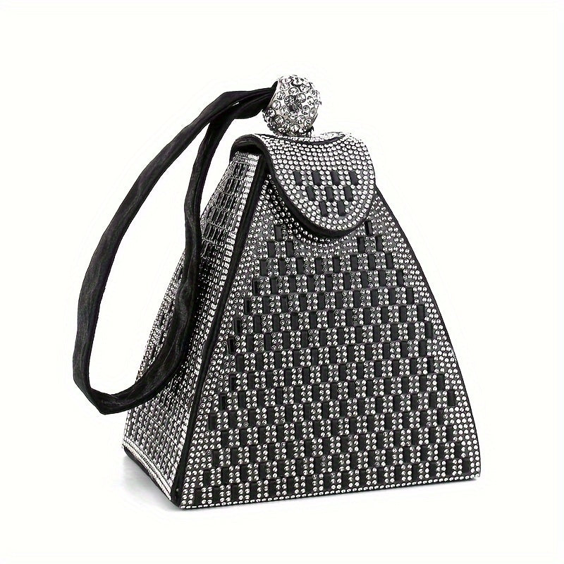 Sparkling Rhinestone Triangle Clutch Purse - Evening Bags with Acrylic Body, Women's Wedding Handbag for Dinner Party, Prom, Carnival Mardi Gras - Perfect Accessory for Glamorous Nights Out