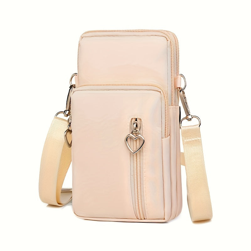 Mini Crossbody Phone Bag, Sports Arm & Running Wrist Bag, Stylish Shoulder Coin Purse With Heart Zipper