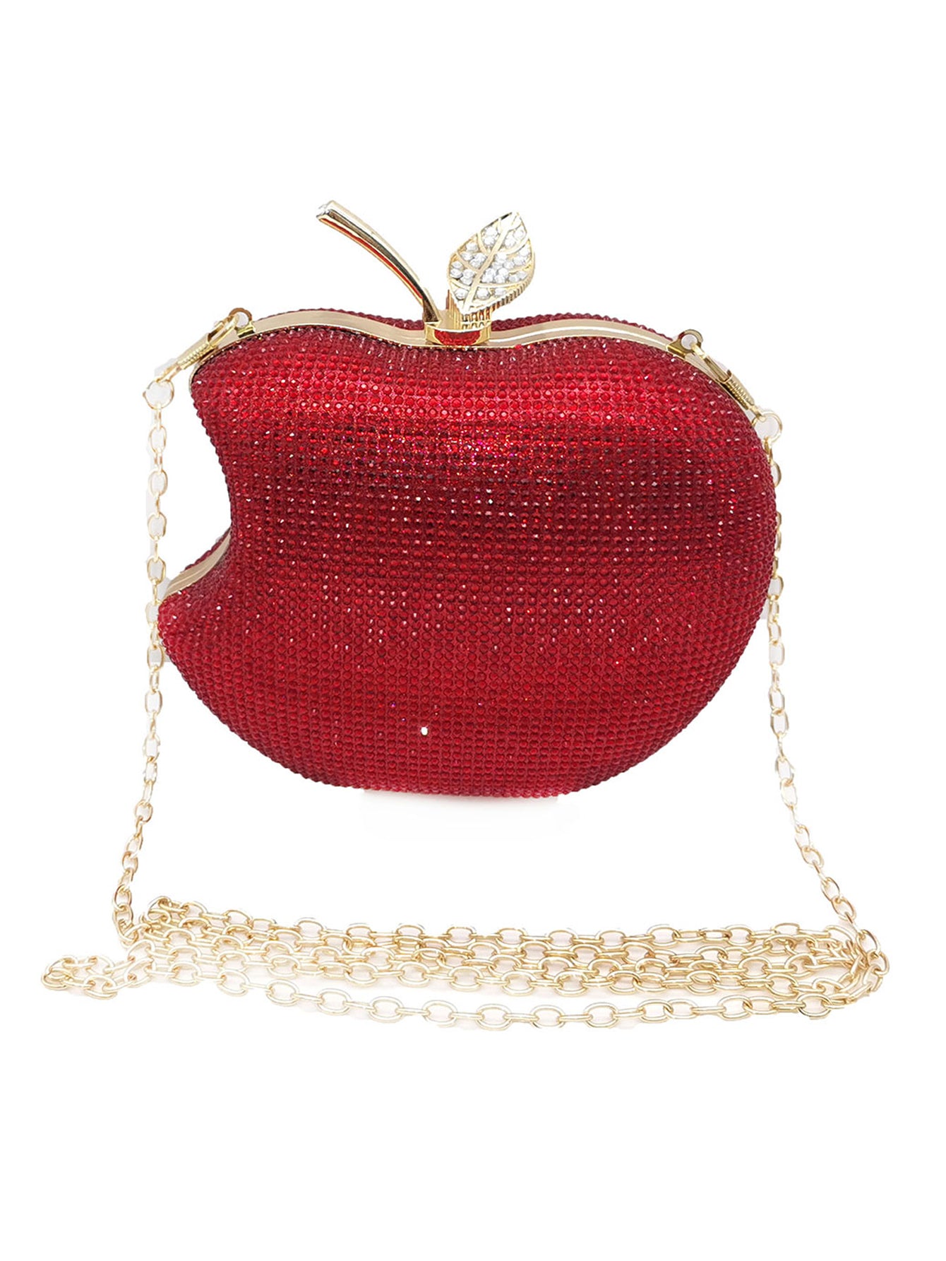 Mini Red Apple Evening Bag, Rhinestone Clutch Prom Purse, Sparking Handbag For Wedding & Party (5.91*5.12*2.36) Inch Best Gifts for Carnaval