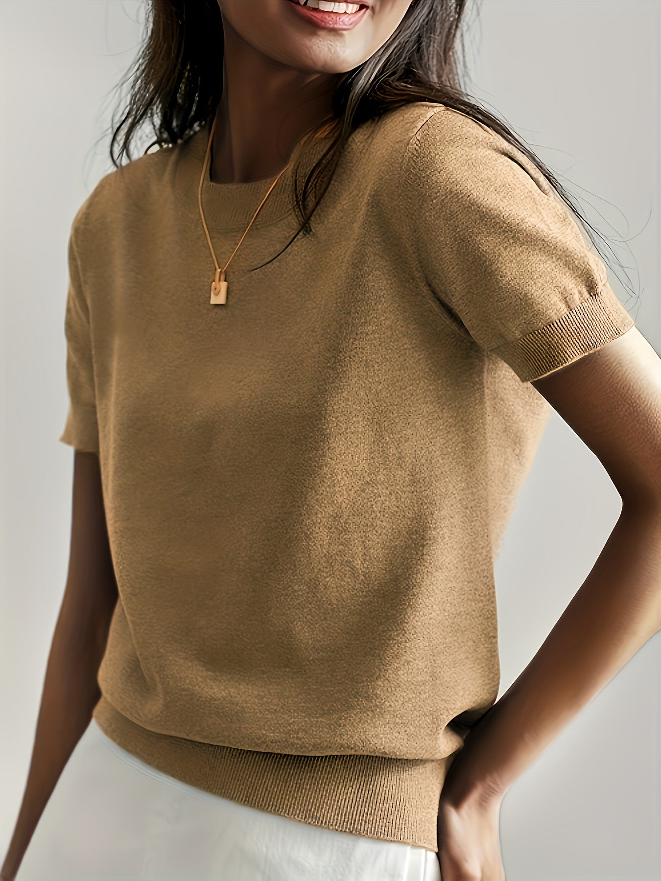 Womens Valentines Day Charm - Lightweight Crew Neck Sweater with Short Sleeves - Perfect for Spring & Summer Romance - Versatile Casual Wear