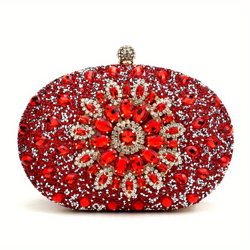 Elegant Rhinestone-Embellished Evening Bag: Chic, Lightweight with Adjustable Strap, Polyester Lining for Prom, Parties, Dinners - Ultimate Special Occasion Purse