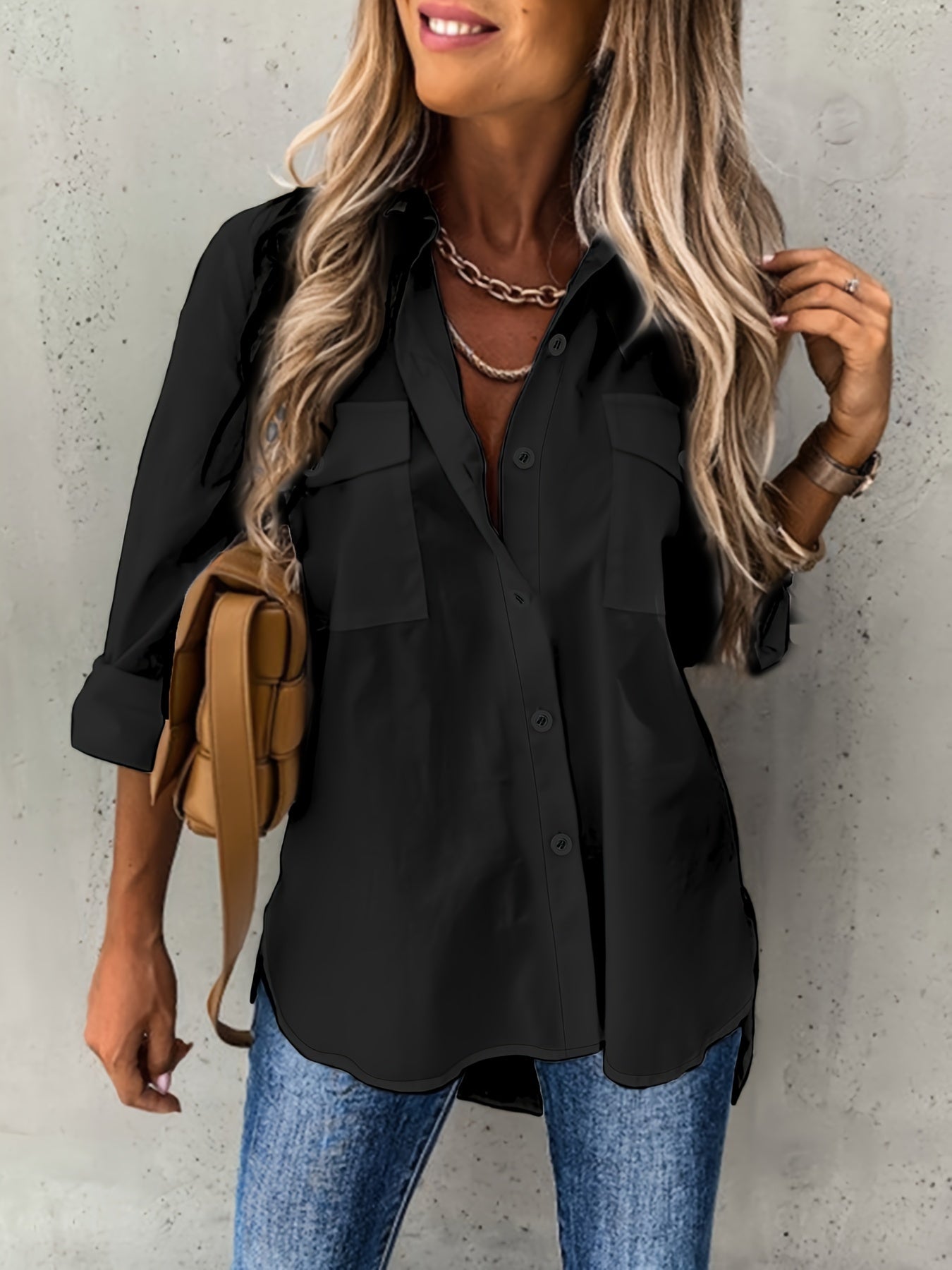 Chic Long Sleeve Blouse - Comfortable & Versatile for Office and Casual Wear - Womens Fashion Top