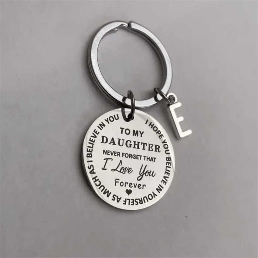 Stainless Steel Engraved Keychain Inspirational Gift For Son/ Daughter Keyring Ornament Bag Purse Charm Accessories