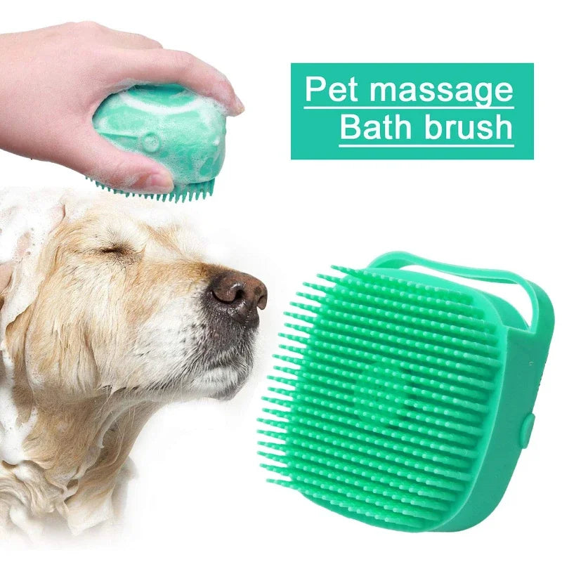 Dog or Cat Shampoo Brush 2.7oz 80mlScrubber for Bathing pets soft Short Hair Silicone Rubber