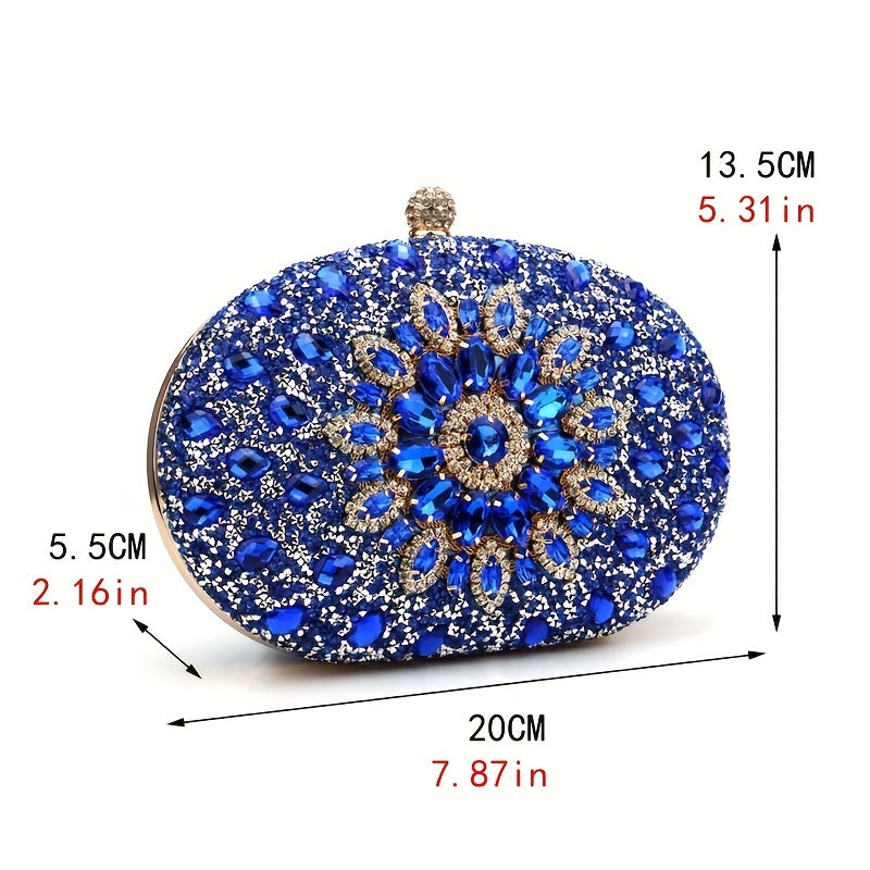 Elegant Rhinestone-Embellished Evening Bag: Chic, Lightweight with Adjustable Strap, Polyester Lining for Prom, Parties, Dinners - Ultimate Special Occasion Purse