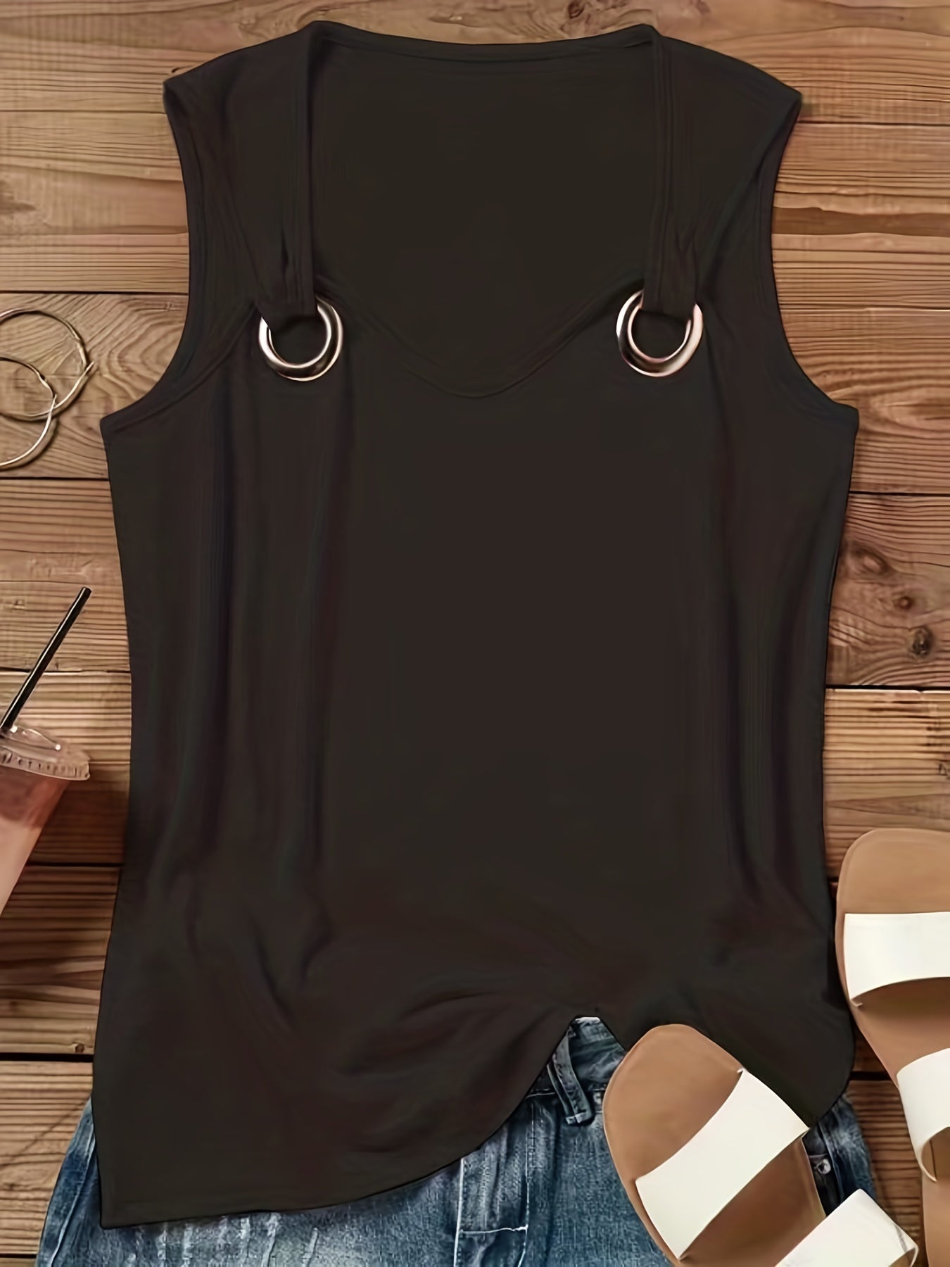 Chic Summer Breathable Tank Top - Womens Sleeveless Crew Neck, Versatile Casual Wear
