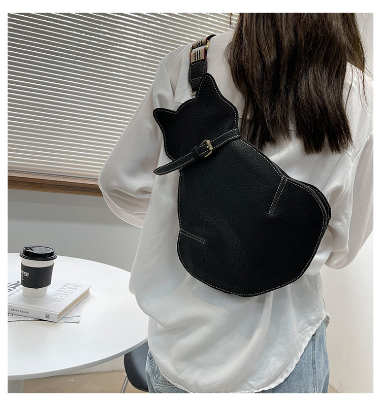 Cat Shaped Shoulder Bag, Vintage PU Leather Sling Bag, Women's Kawaii Crossbody Purse