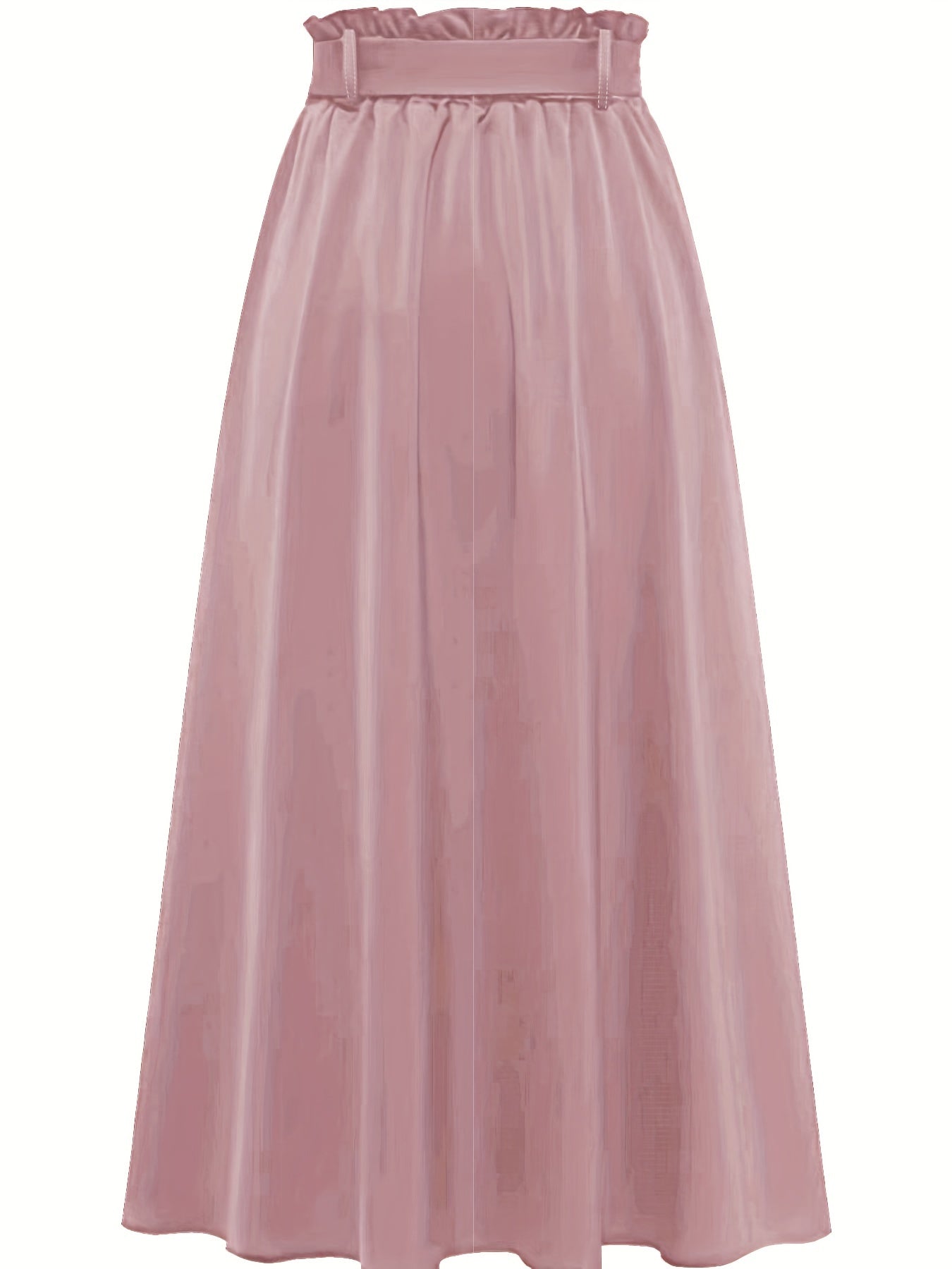 Solid Belted Maxi Skirts, Elegant Pleated Versatile Skirts, Women's Clothing