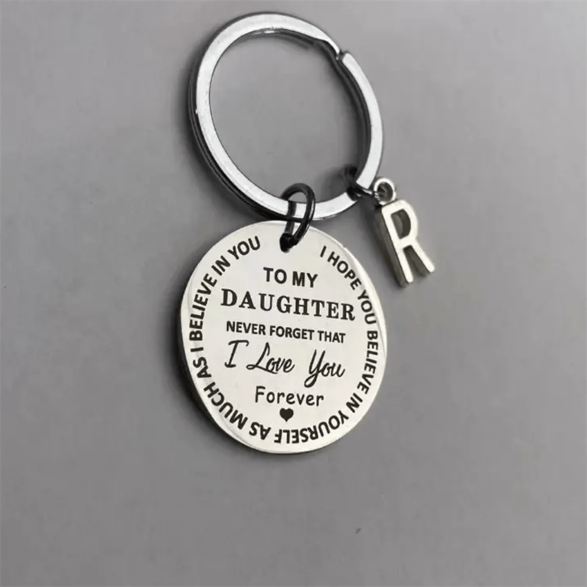 Stainless Steel Engraved Keychain Inspirational Gift For Son/ Daughter Keyring Ornament Bag Purse Charm Accessories