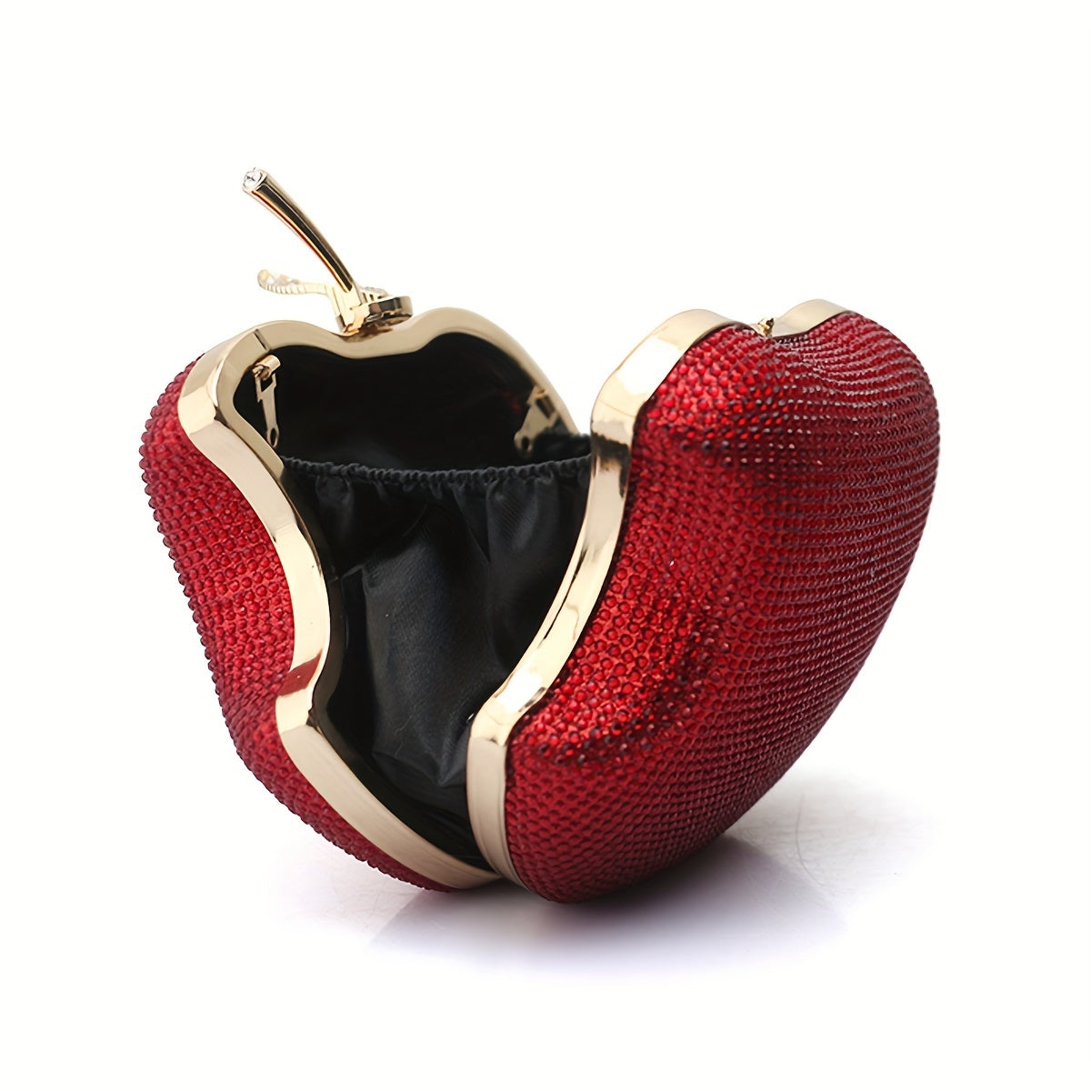 Mini Red Apple Evening Bag, Rhinestone Clutch Prom Purse, Sparking Handbag For Wedding & Party (5.91*5.12*2.36) Inch Best Gifts for Carnaval