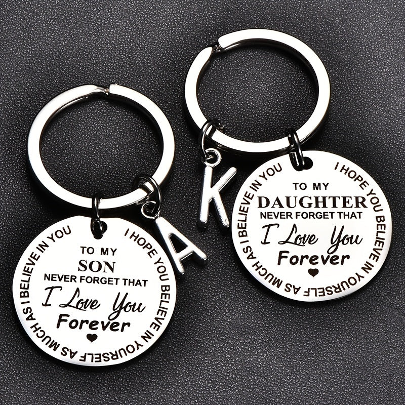 Stainless Steel Engraved Keychain Inspirational Gift For Son/ Daughter Keyring Ornament Bag Purse Charm Accessories