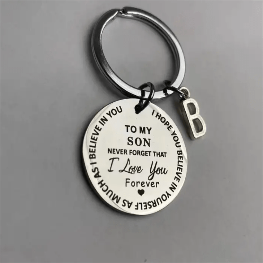 Stainless Steel Engraved Keychain Inspirational Gift For Son/ Daughter Keyring Ornament Bag Purse Charm Accessories
