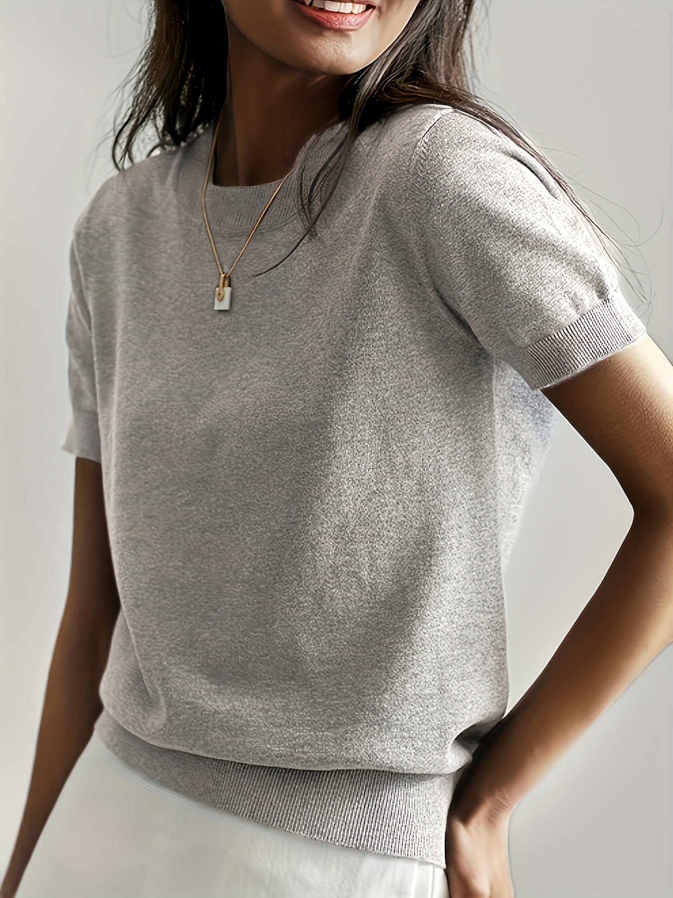 Womens Valentines Day Charm - Lightweight Crew Neck Sweater with Short Sleeves - Perfect for Spring & Summer Romance - Versatile Casual Wear