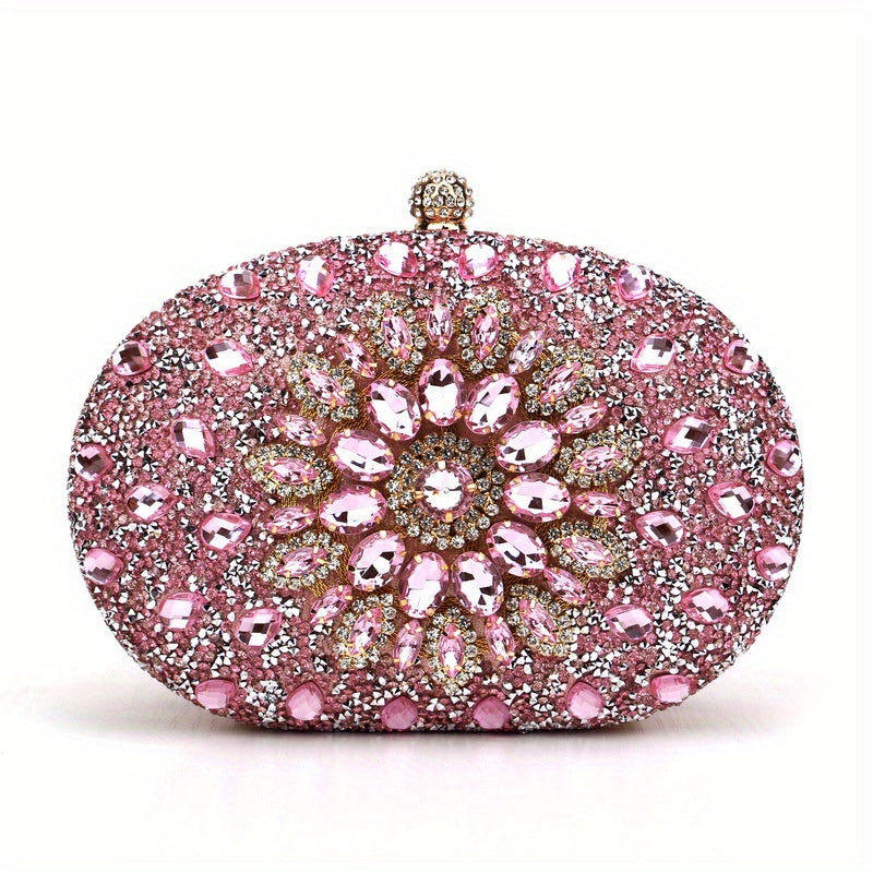 Elegant Rhinestone-Embellished Evening Bag: Chic, Lightweight with Adjustable Strap, Polyester Lining for Prom, Parties, Dinners - Ultimate Special Occasion Purse