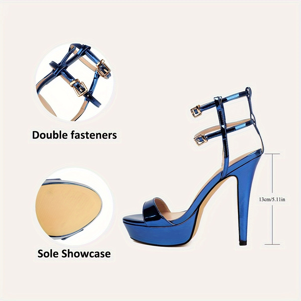 Women's Platform Ankle Strap High Heels, Open Toe Fashion Stiletto Sandals, Sexy Party & Dress Pumps, Prom Shoes