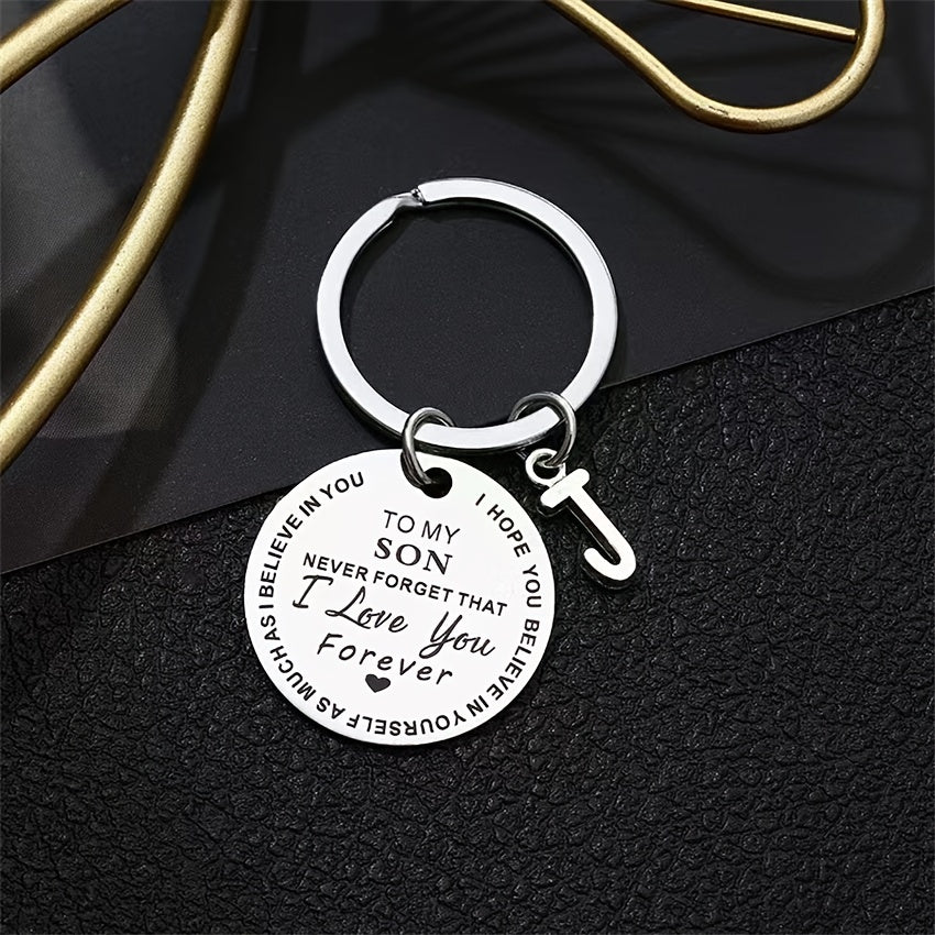 Stainless Steel Engraved Keychain Inspirational Gift For Son/ Daughter Keyring Ornament Bag Purse Charm Accessories