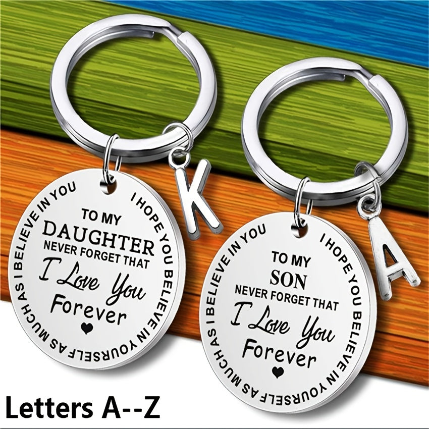 Stainless Steel Engraved Keychain Inspirational Gift For Son/ Daughter Keyring Ornament Bag Purse Charm Accessories