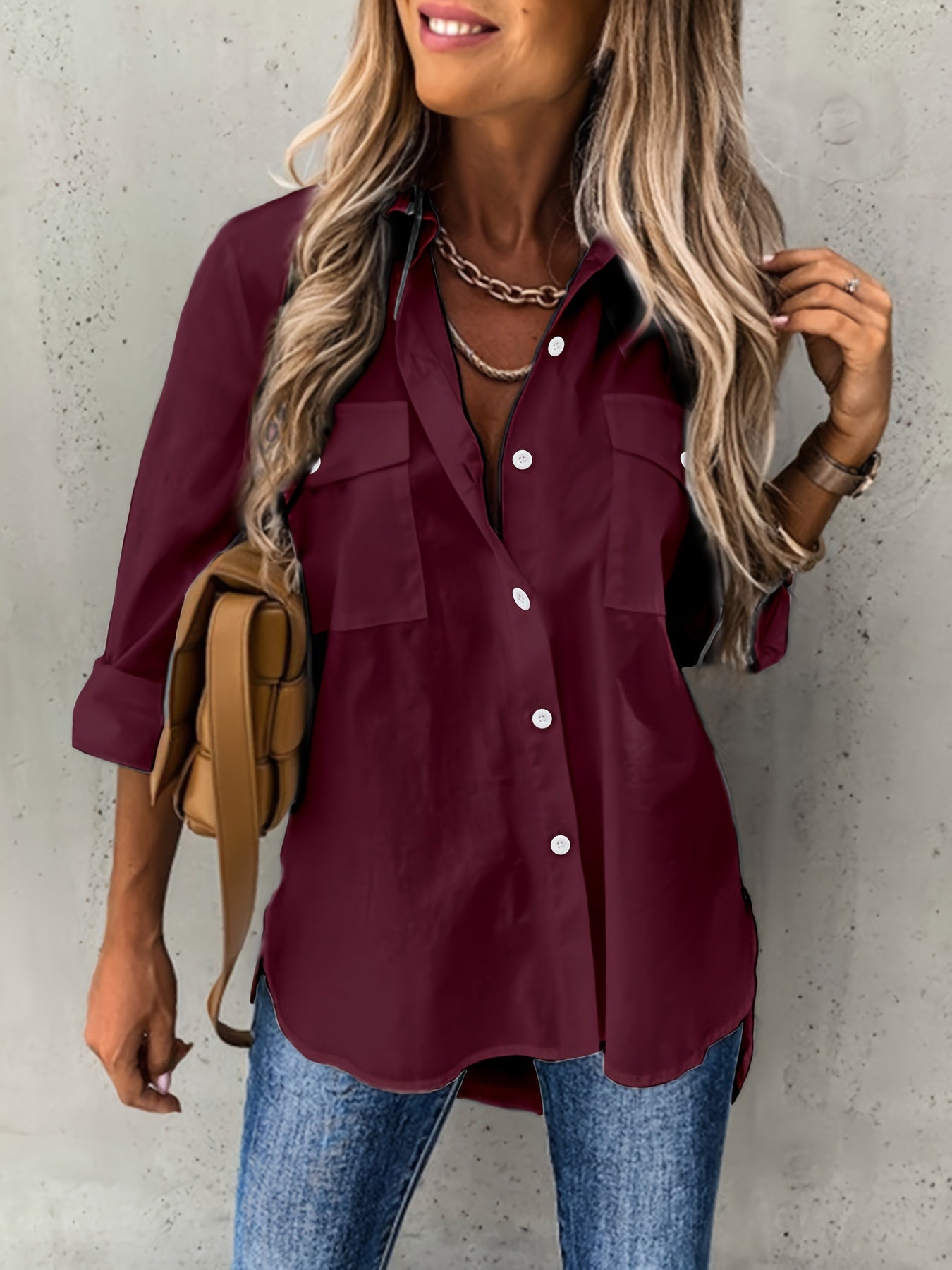 Chic Long Sleeve Blouse - Comfortable & Versatile for Office and Casual Wear - Womens Fashion Top
