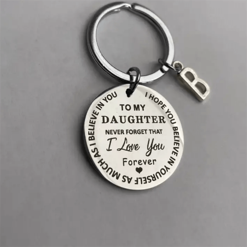 Stainless Steel Engraved Keychain Inspirational Gift For Son/ Daughter Keyring Ornament Bag Purse Charm Accessories