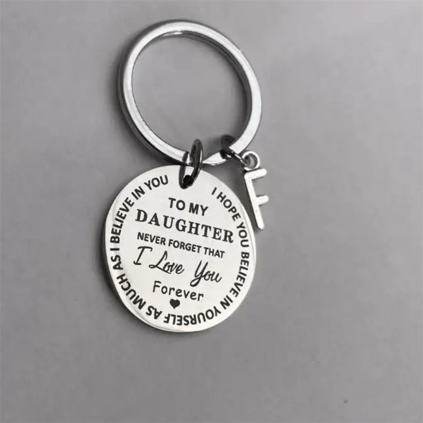 Stainless Steel Engraved Keychain Inspirational Gift For Son/ Daughter Keyring Ornament Bag Purse Charm Accessories