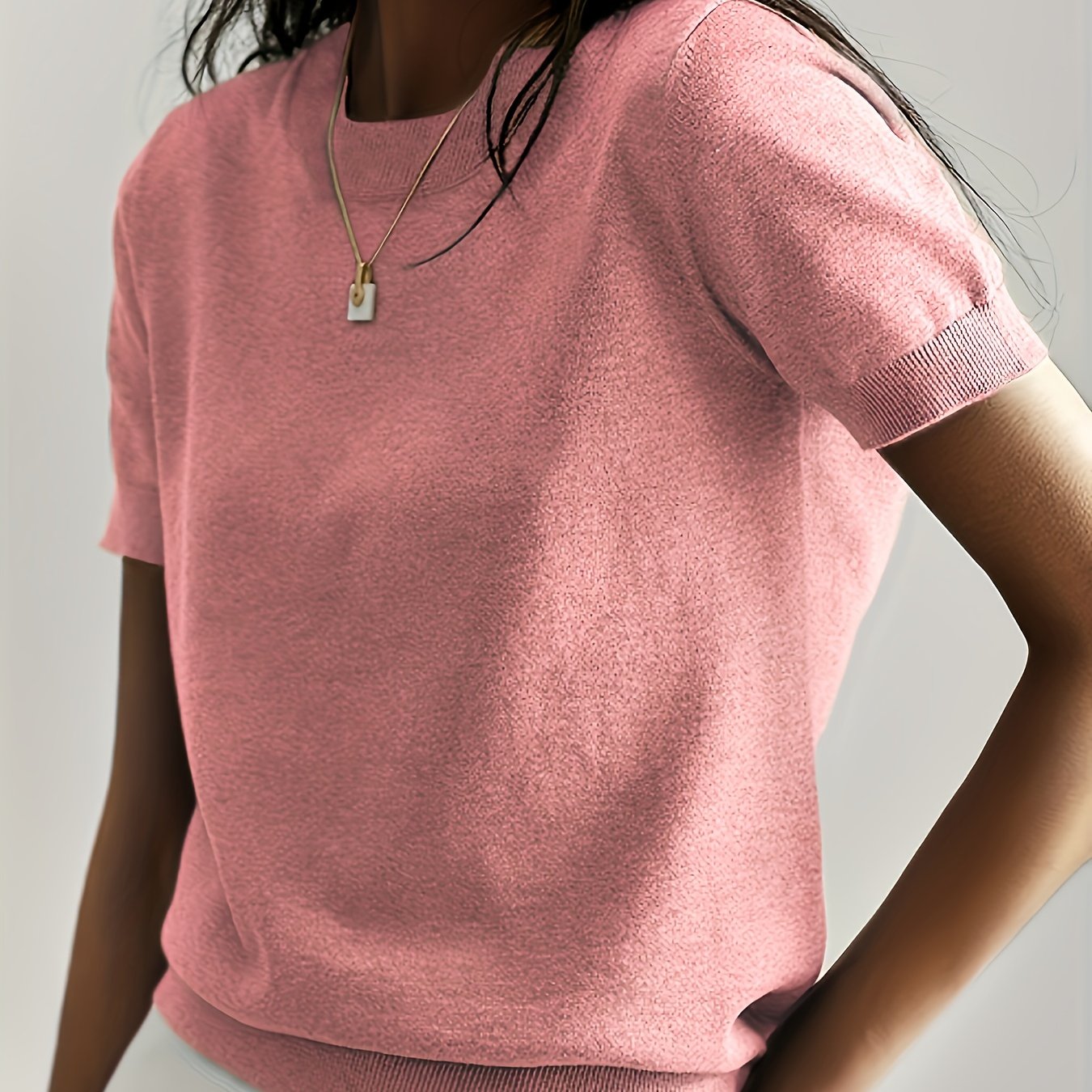 Womens Valentines Day Charm - Lightweight Crew Neck Sweater with Short Sleeves - Perfect for Spring & Summer Romance - Versatile Casual Wear