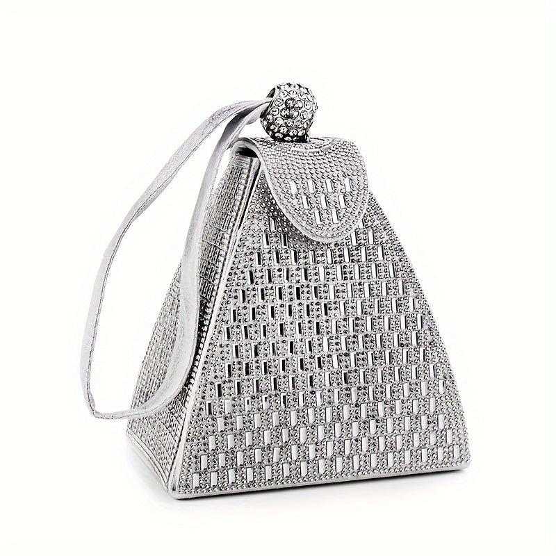 Sparkling Rhinestone Triangle Clutch Purse - Evening Bags with Acrylic Body, Women's Wedding Handbag for Dinner Party, Prom, Carnival Mardi Gras - Perfect Accessory for Glamorous Nights Out