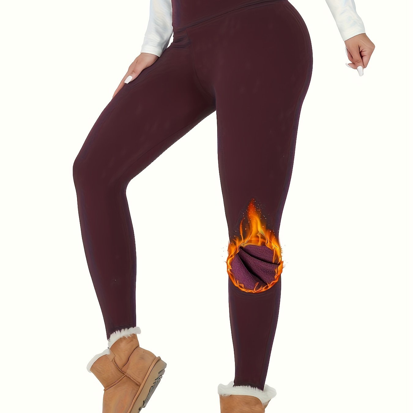High Waisted Thermal Fleece Lined Womens Leggings, Soft Workout Winter Warm Thick Yoga Pants