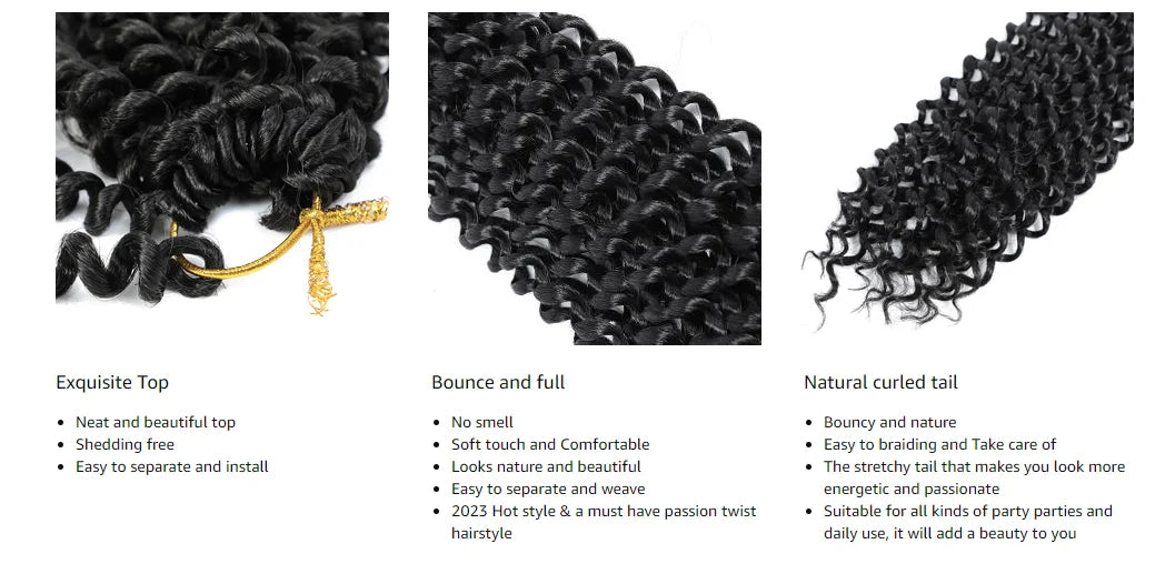 Passion Twist Hair Water Wave Synthetic Crochet Hair for Women 6 Packs Curly Braiding Hair Spring Twist Crochet Braids Hair