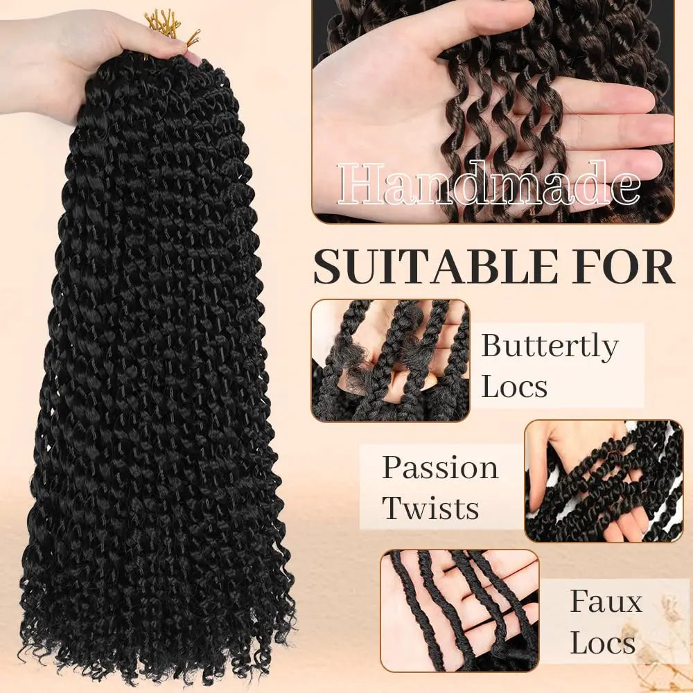 Passion Twist Hair Water Wave Synthetic Crochet Hair for Women 6 Packs Curly Braiding Hair Spring Twist Crochet Braids Hair