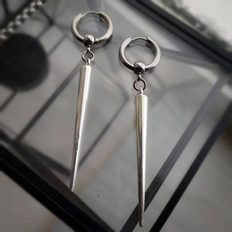 Large Spike Huggie Hoop Earrings – Gothic Punk Style for Men & Women | Edgy Alternative Jewelry