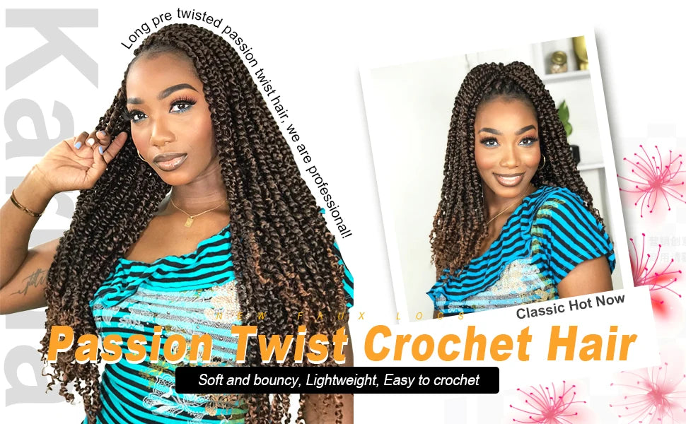Passion Twist Hair Water Wave Synthetic Crochet Hair for Women 6 Packs Curly Braiding Hair Spring Twist Crochet Braids Hair