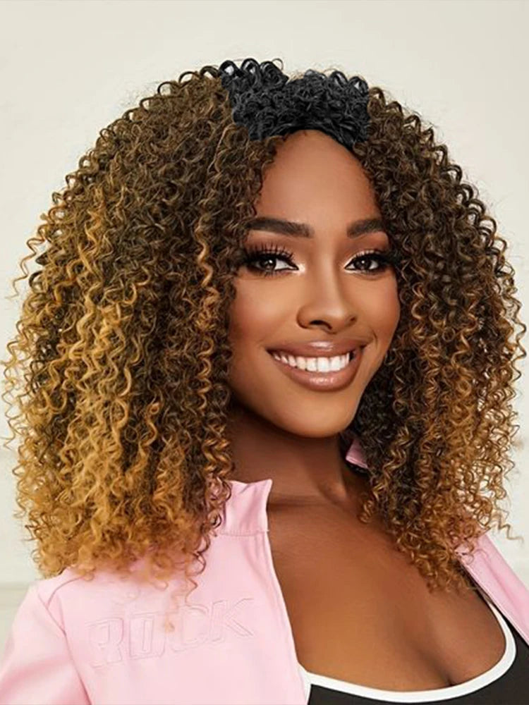 Highlight Afro Curly Clip in Hair Extensions Human Hair Ombre 8pcs One Set Clip-In Hair Extensions Weft Hair Extension Weaves