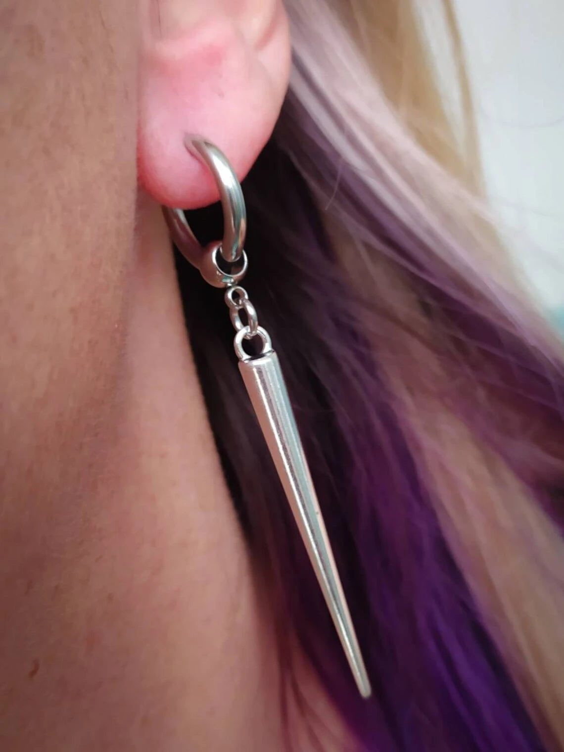 Large Spike Huggie Hoop Earrings – Gothic Punk Style for Men & Women | Edgy Alternative Jewelry