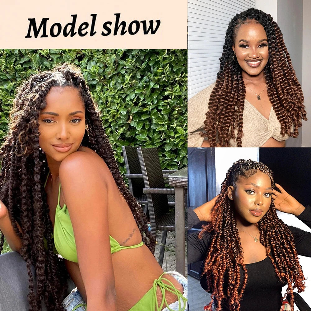 Passion Twist Hair Water Wave Synthetic Crochet Hair for Women 6 Packs Curly Braiding Hair Spring Twist Crochet Braids Hair