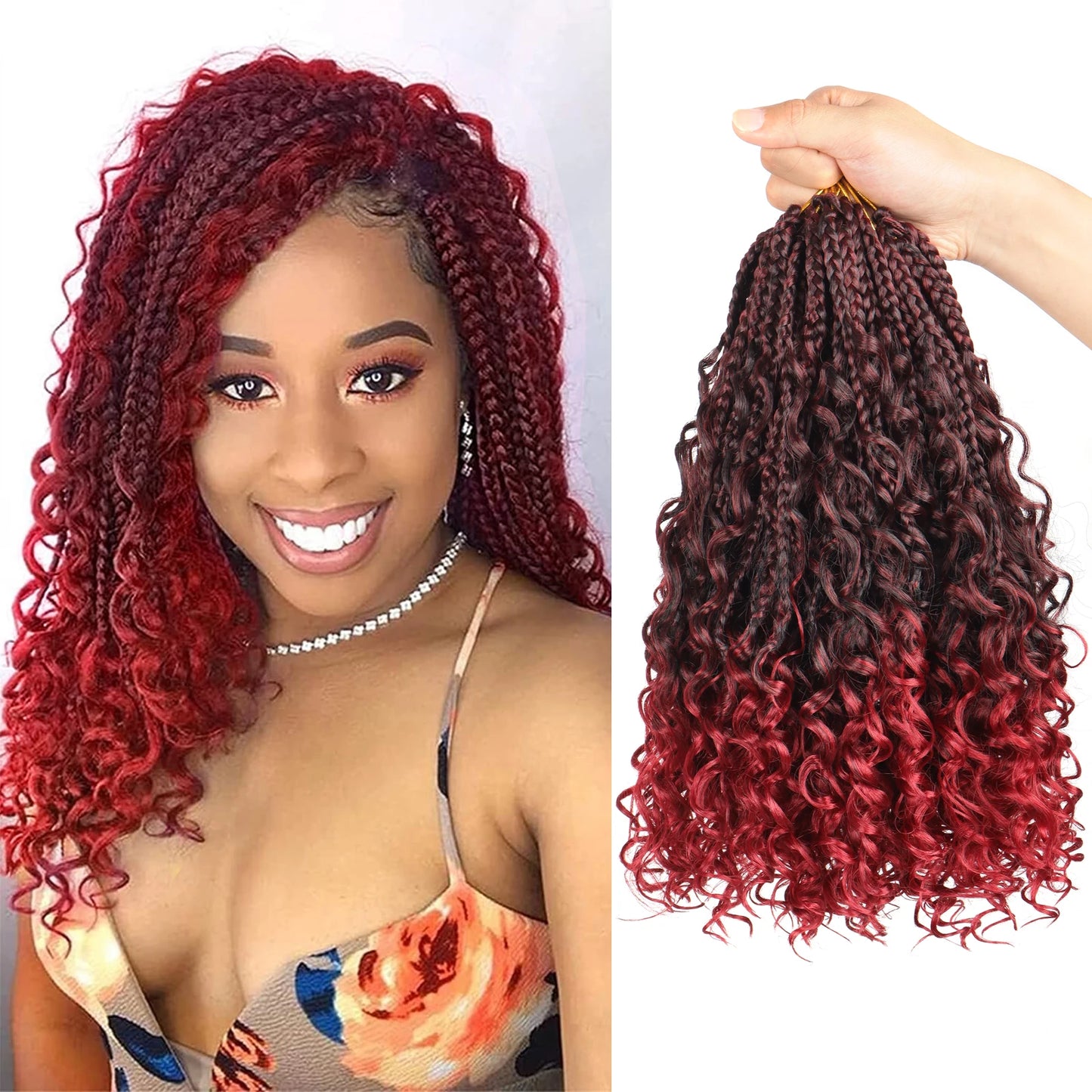 12 Inch Goddess Box Braids Crochet Hair Synthetic Bohemian Boho Crochet Box Braids With Curl Ends Box Braids Hair Extensions