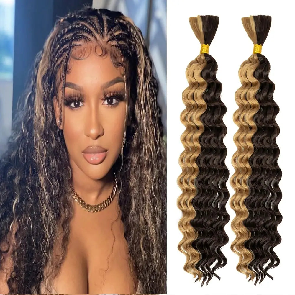Synthetic Deep Wave Bulk hair For Braiding 160g No Weft Deep Wave For Braiding Micro Faux Braiding Hair for Boho Braids Wet