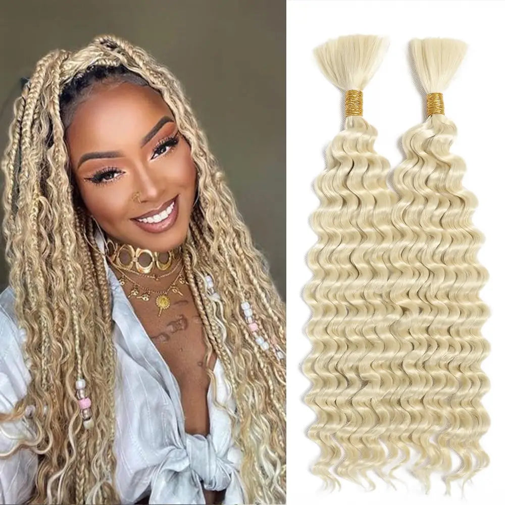 Synthetic Deep Wave Bulk hair For Braiding 160g No Weft Deep Wave For Braiding Micro Faux Braiding Hair for Boho Braids Wet