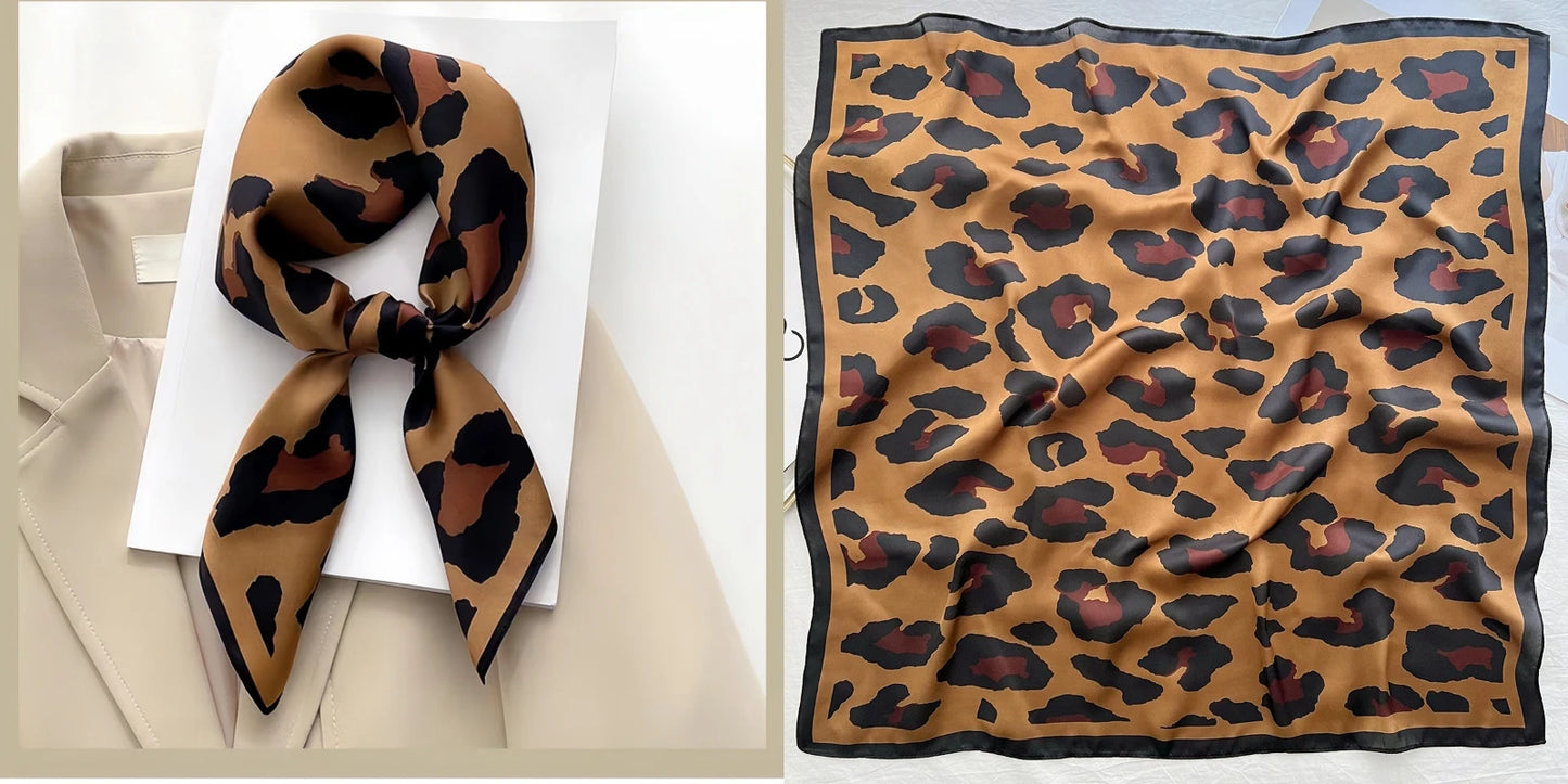 Luxury Floral Print Silk Square Scarf Women Soft Satin Kerchief Hairband Neckerchief Head Hijab Lady Headband Foulard Bag Ribbon