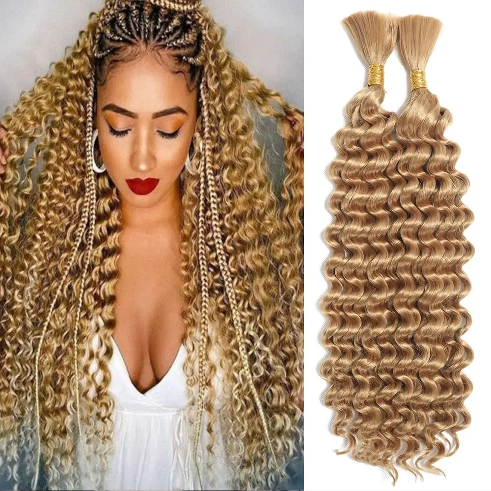 Synthetic Deep Wave Bulk hair For Braiding 160g No Weft Deep Wave For Braiding Micro Faux Braiding Hair for Boho Braids Wet