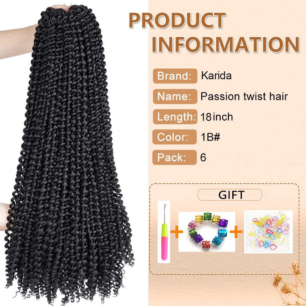 Passion Twist Hair Water Wave Synthetic Crochet Hair for Women 6 Packs Curly Braiding Hair Spring Twist Crochet Braids Hair