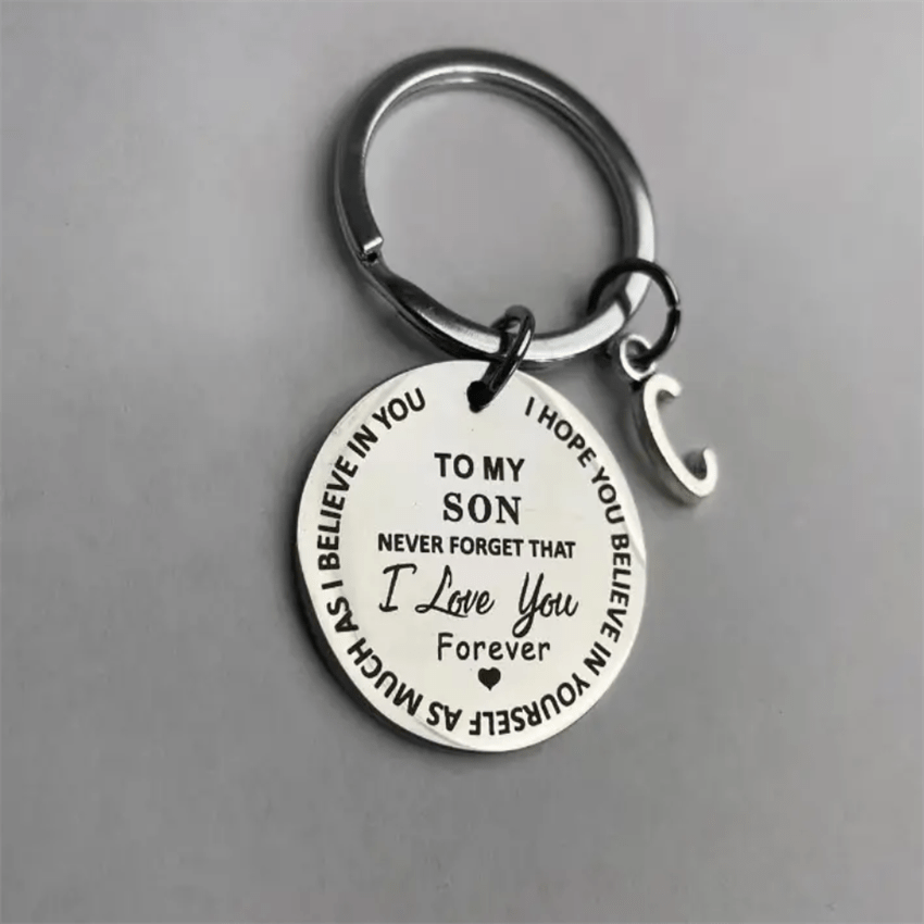Stainless Steel Engraved Keychain Inspirational Gift For Son/ Daughter Keyring Ornament Bag Purse Charm Accessories