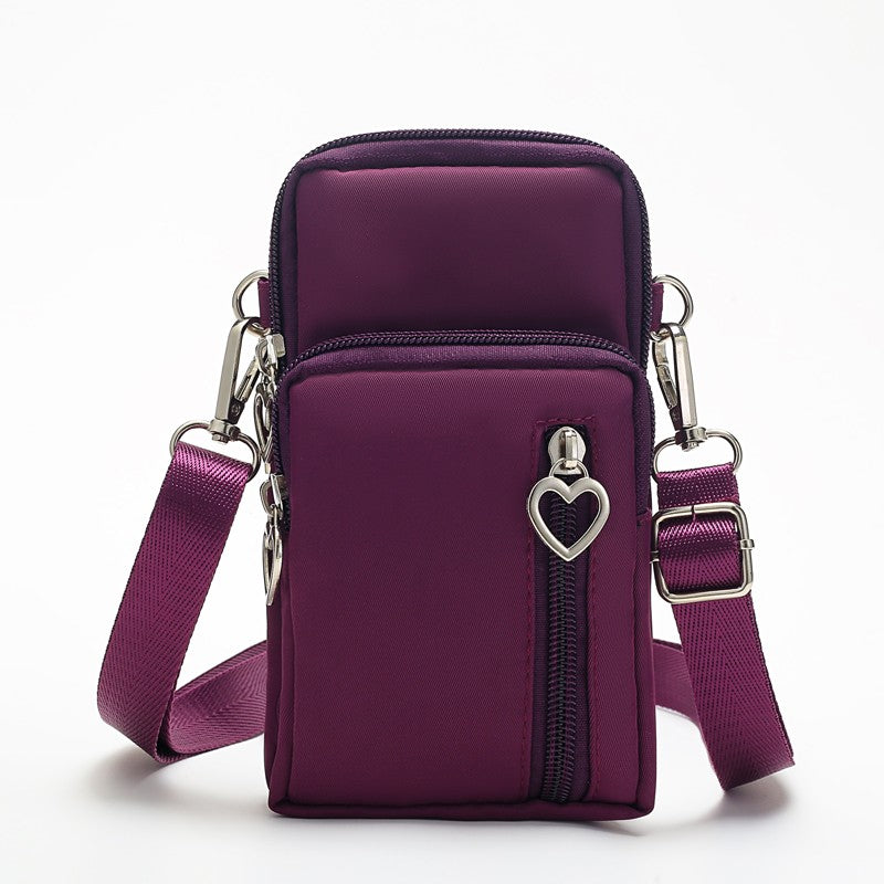 Mini Crossbody Phone Bag, Sports Arm & Running Wrist Bag, Stylish Shoulder Coin Purse With Heart Zipper