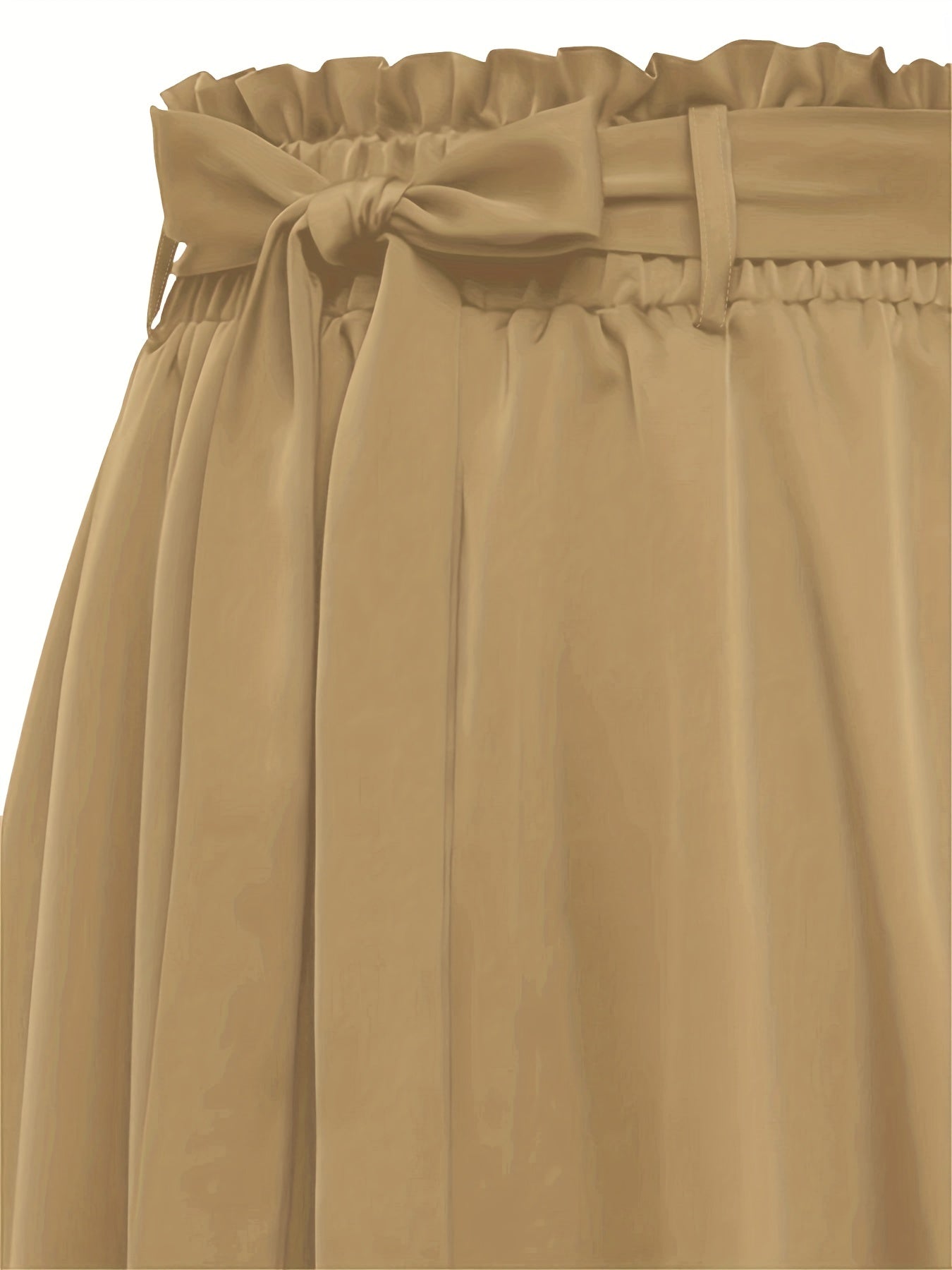 Solid Belted Maxi Skirts, Elegant Pleated Versatile Skirts, Women's Clothing