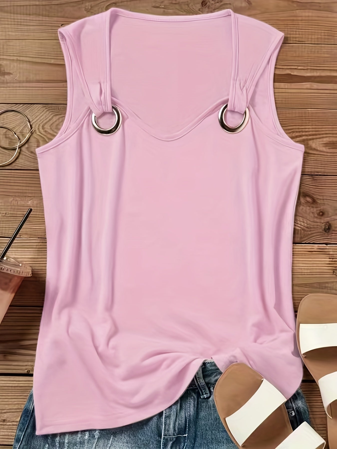 Chic Summer Breathable Tank Top - Womens Sleeveless Crew Neck, Versatile Casual Wear
