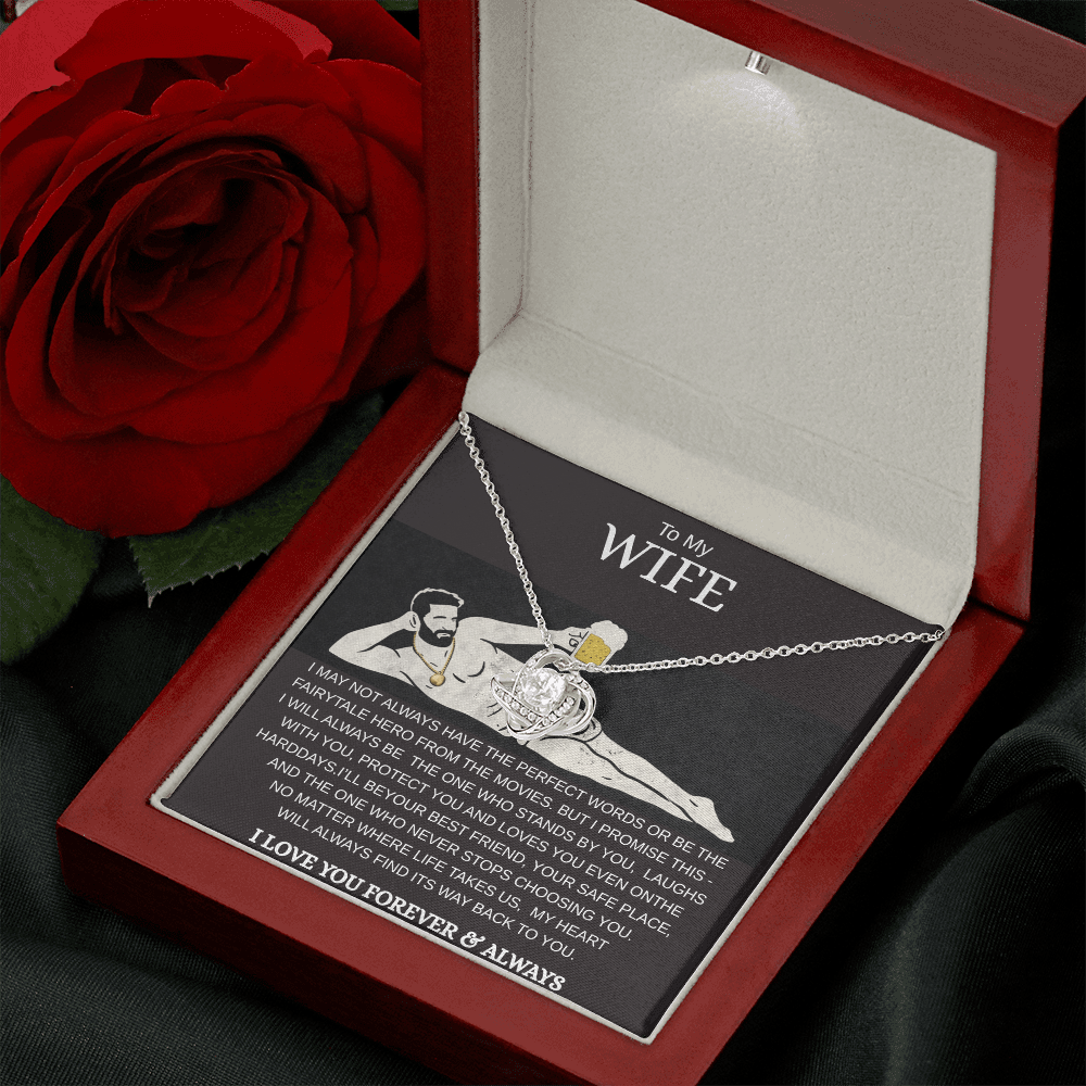 To My Wife Love Knot Necklace – Luxury Gift Box | Romantic Necklace for Wife